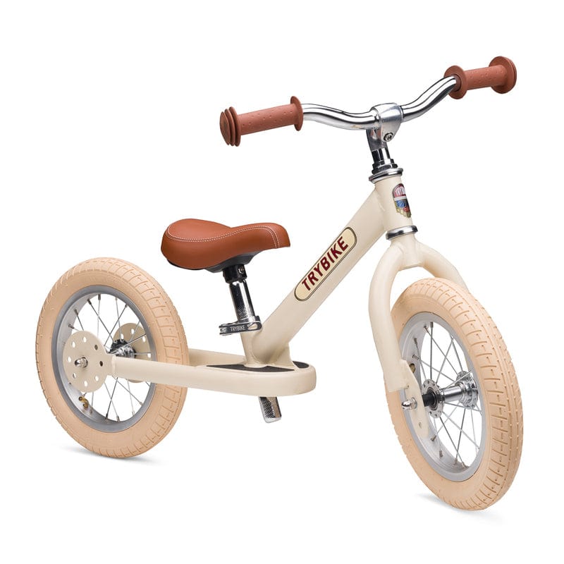 Trybike 2 In 1 Steel Balance Bike - Cream (New Colour)