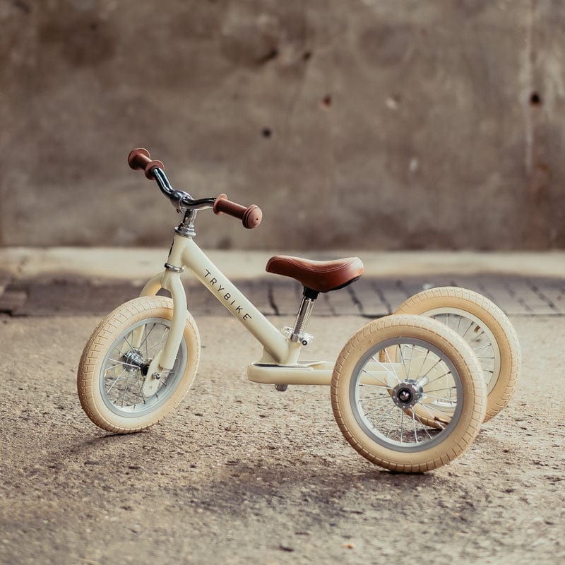 Trybike 2 In 1 Steel Balance Bike - Cream (New Colour)