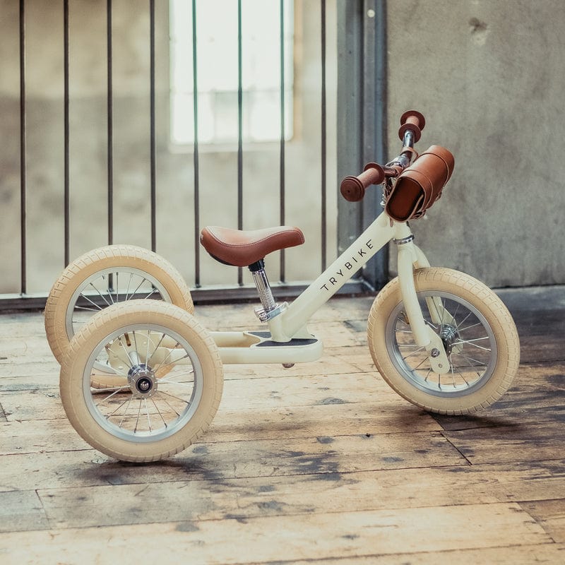 Trybike 2 In 1 Steel Balance Bike - Cream (New Colour)