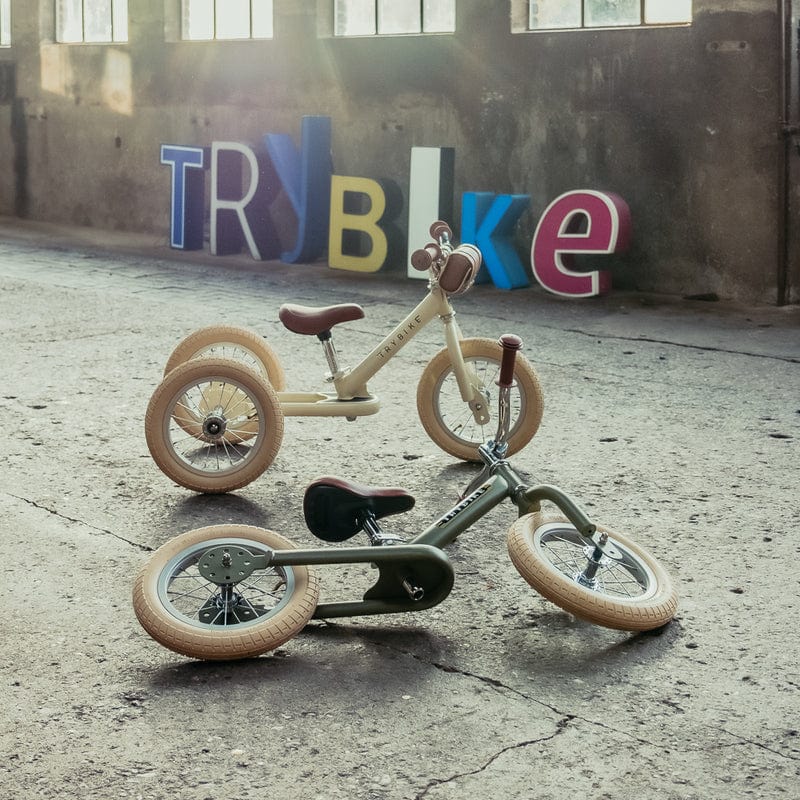 Trybike 2 In 1 Steel Balance Bike - Cream (New Colour)