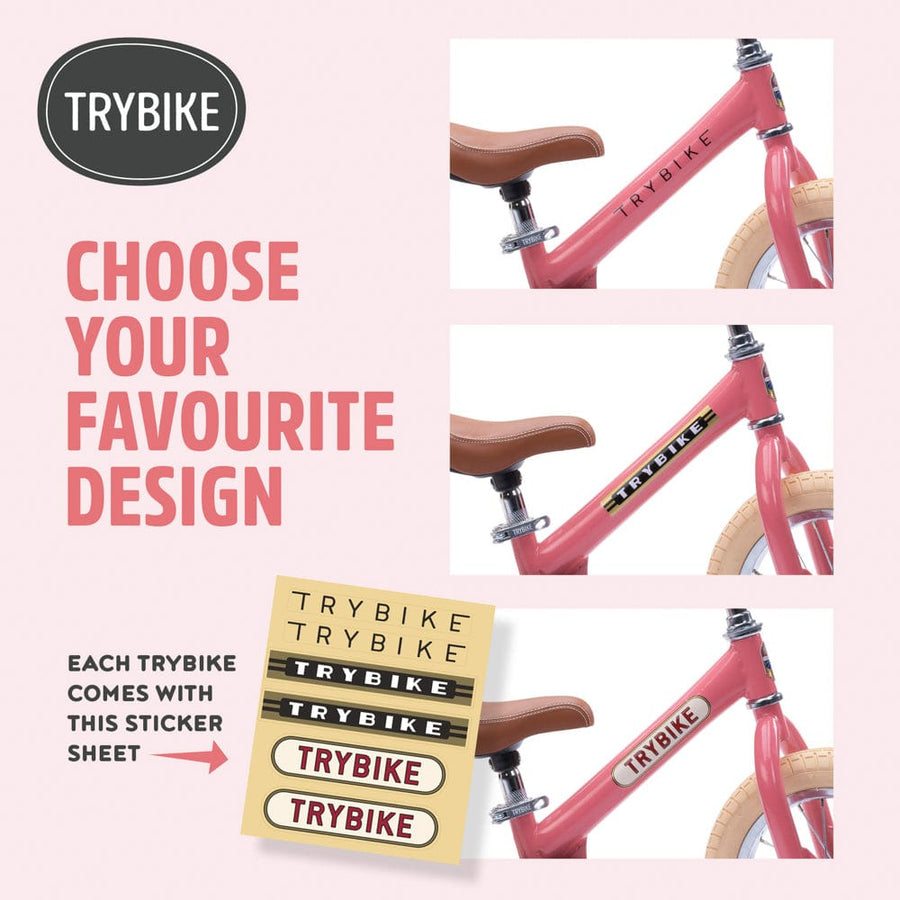Trybike 2 in 1 Vintage Steel Balance Bike - Pink
