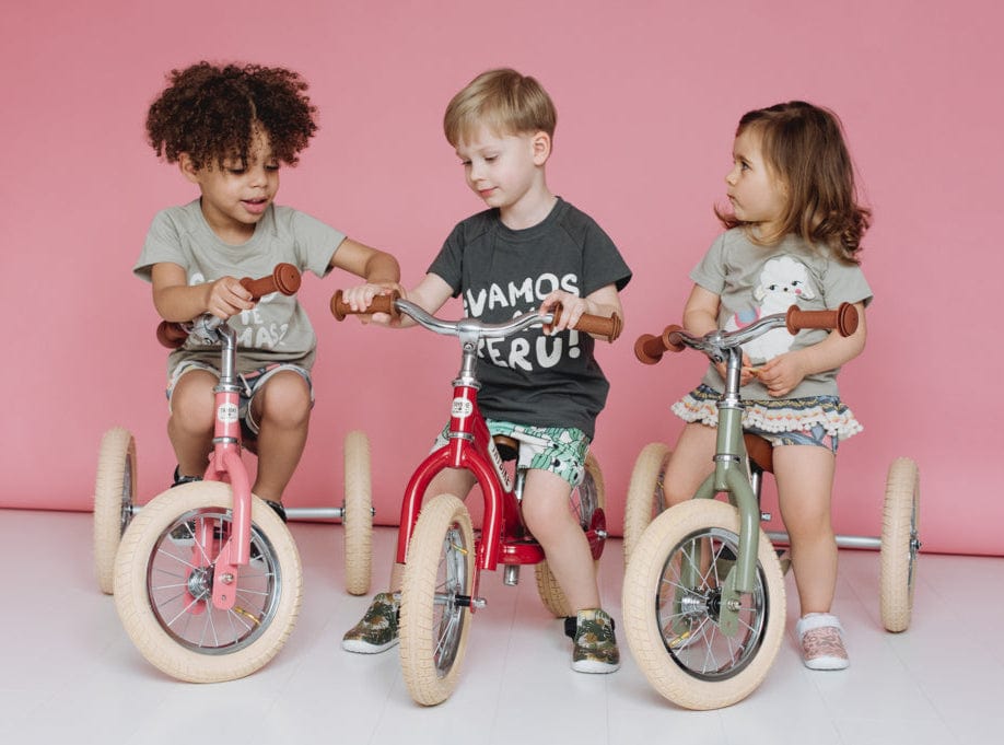 Trybike 2 in 1 Vintage Steel Balance Bike - Pink