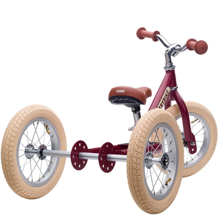 Trybike 2 in 1 Vintage Steel Balance Bike - Red