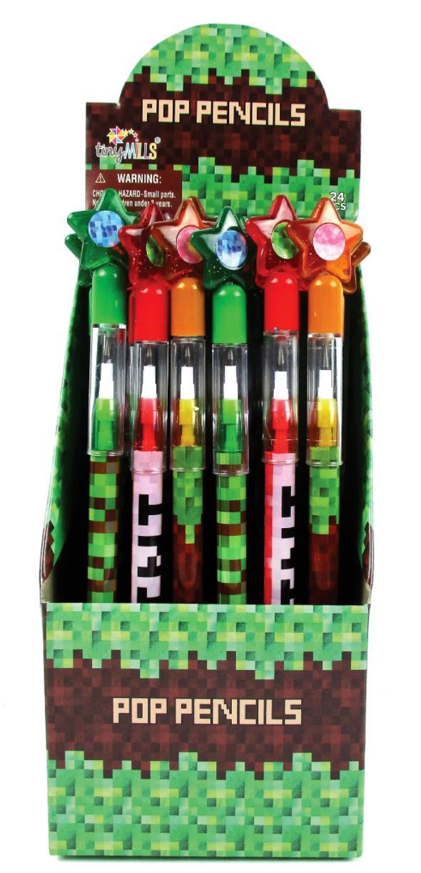 Tiny Mills - Pixels Mine Crafter Themed Multi Point Pencils (24pcs)