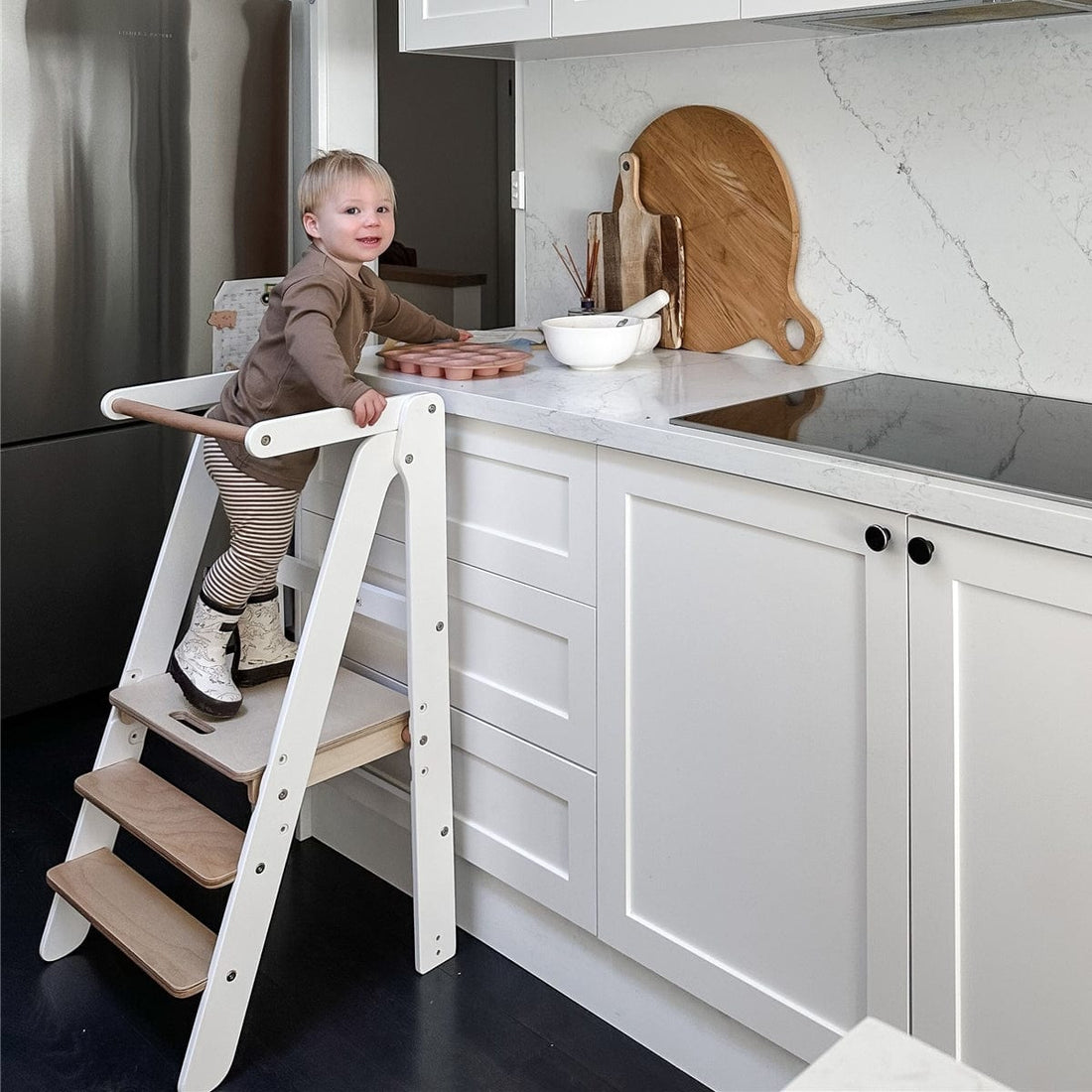 Toypark Folding Learning Tower - White/Natural