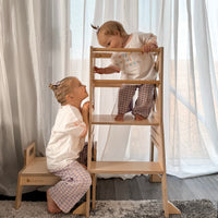 My Duckling JALA Deluxe Adjustable Learning Tower (Natural) - Flag with Rectangle Handle (Mid August Pre-Order)