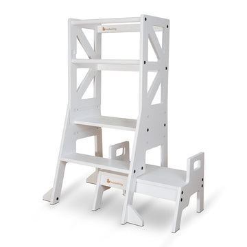 My Duckling JALA Deluxe Adjustable Learning Tower (White) - Flag with Rectangle Handle