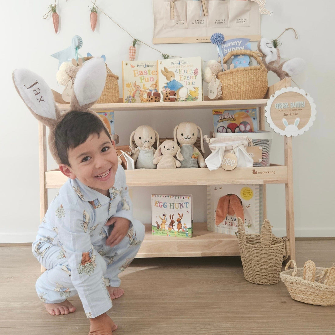 My Duckling Adjustable Solid Wood 3 Layer Storage Shelf