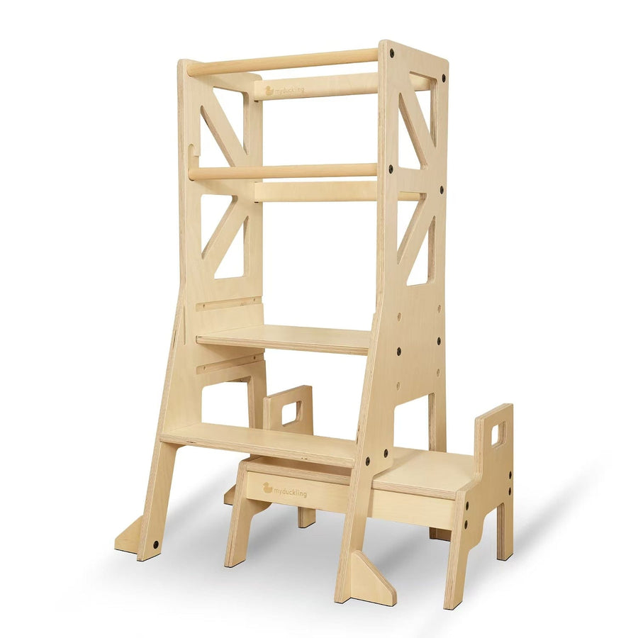 My Duckling JALA Deluxe Adjustable Learning Tower (Natural) - Flag with Rectangle Handle (Mid August Pre-Order)