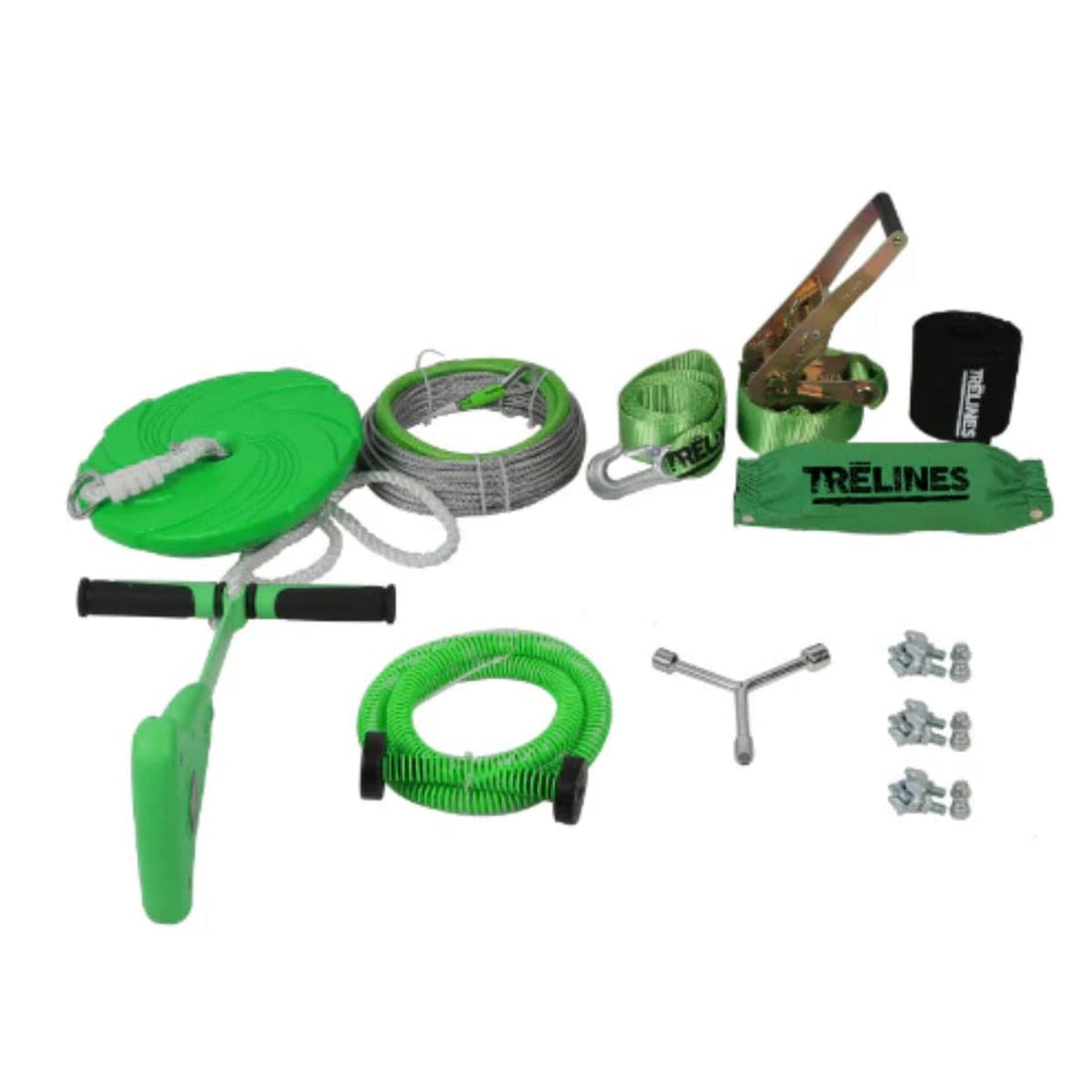 Trelines Zipline Quickset With Brake - Easy Setup and Takedown 30m