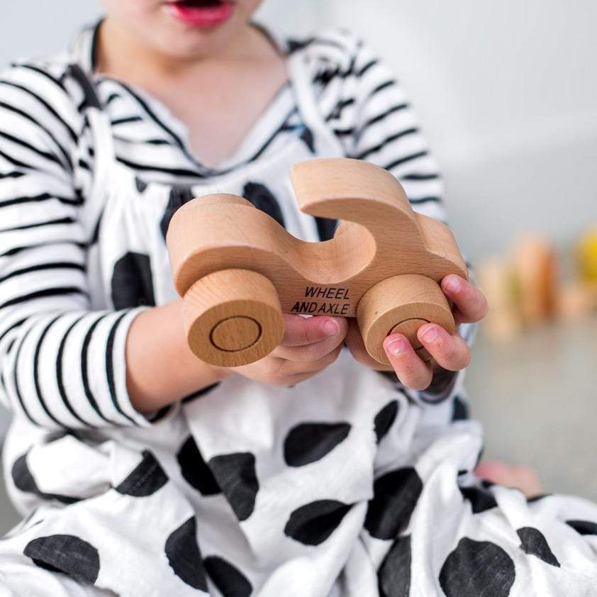 Freckled Frog Wooden Car with handle