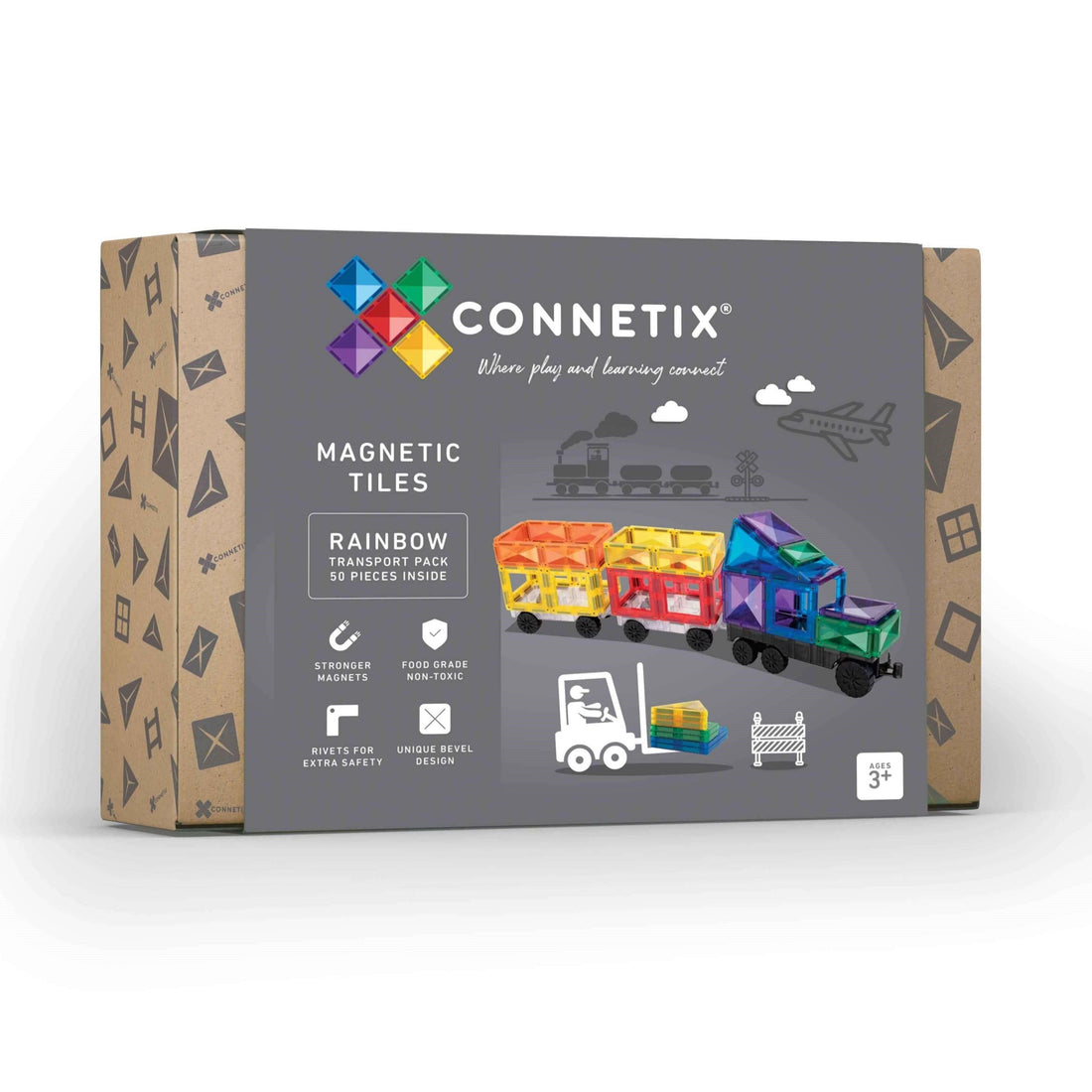 Connetix Tiles Rainbow 50 Piece Transport Pack