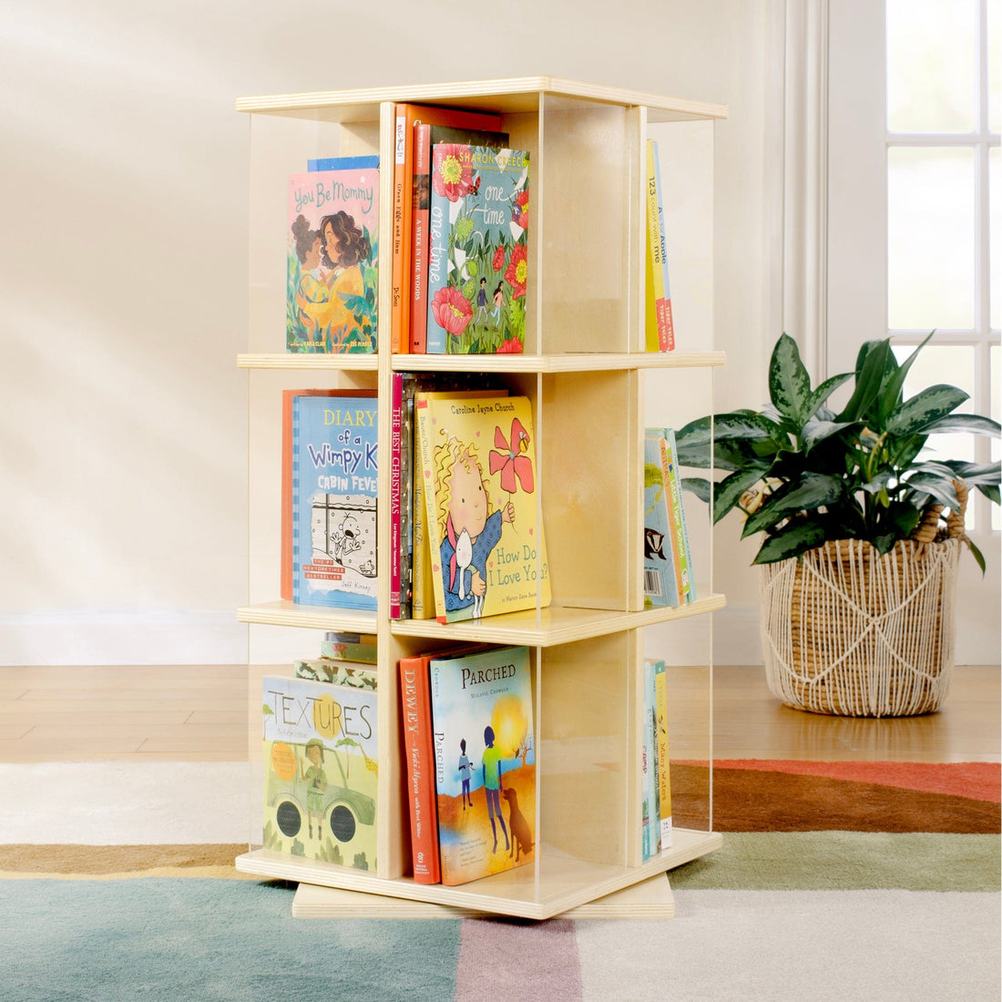 Guidecraft EdQ Rotating Book Display 3 Tier - Natural