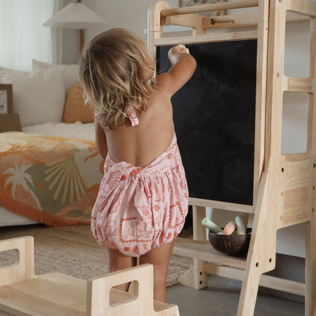 My Duckling Solid Wood Adjustable Learning Tower 3in1 - Deluxe(Rectangle Stool Handle)