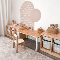 My Duckling Montessori Kids Height Adjustable Table With One Wooden Chair