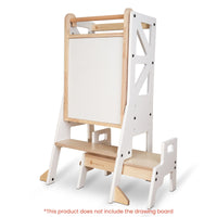 My Duckling JALA Deluxe Adjustable Learning Tower (White/Natural) - Flag with Rectangle Handle (Mid August Pre-Order)
