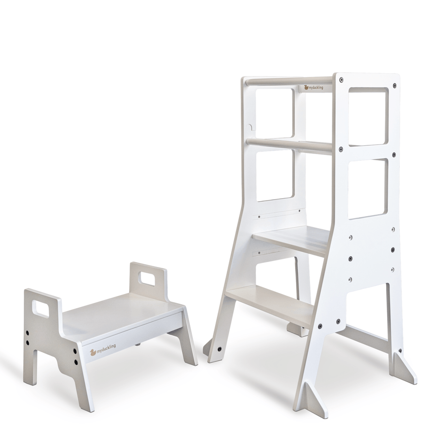 My Duckling Adjustable Learning Tower with Stool -White