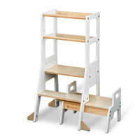 My Duckling Adjustable Learning Tower with Stool – White + Natural (Mid August Pre-Order)