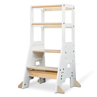 My Duckling Adjustable Learning Tower with Stool – White + Natural (Mid August Pre-Order)