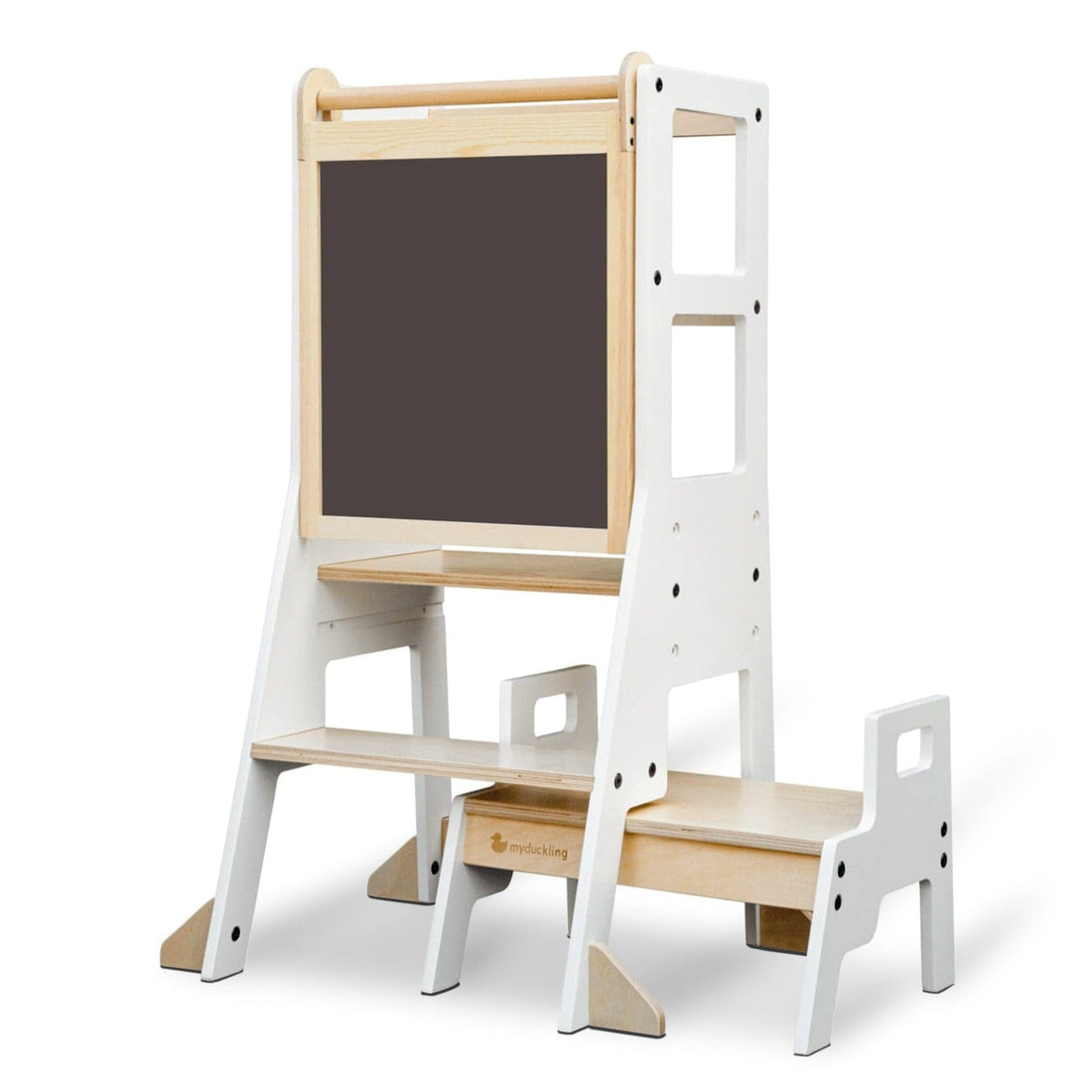 My Duckling Adjustable Learning Tower with Stool – White + Natural (Mid August Pre-Order)