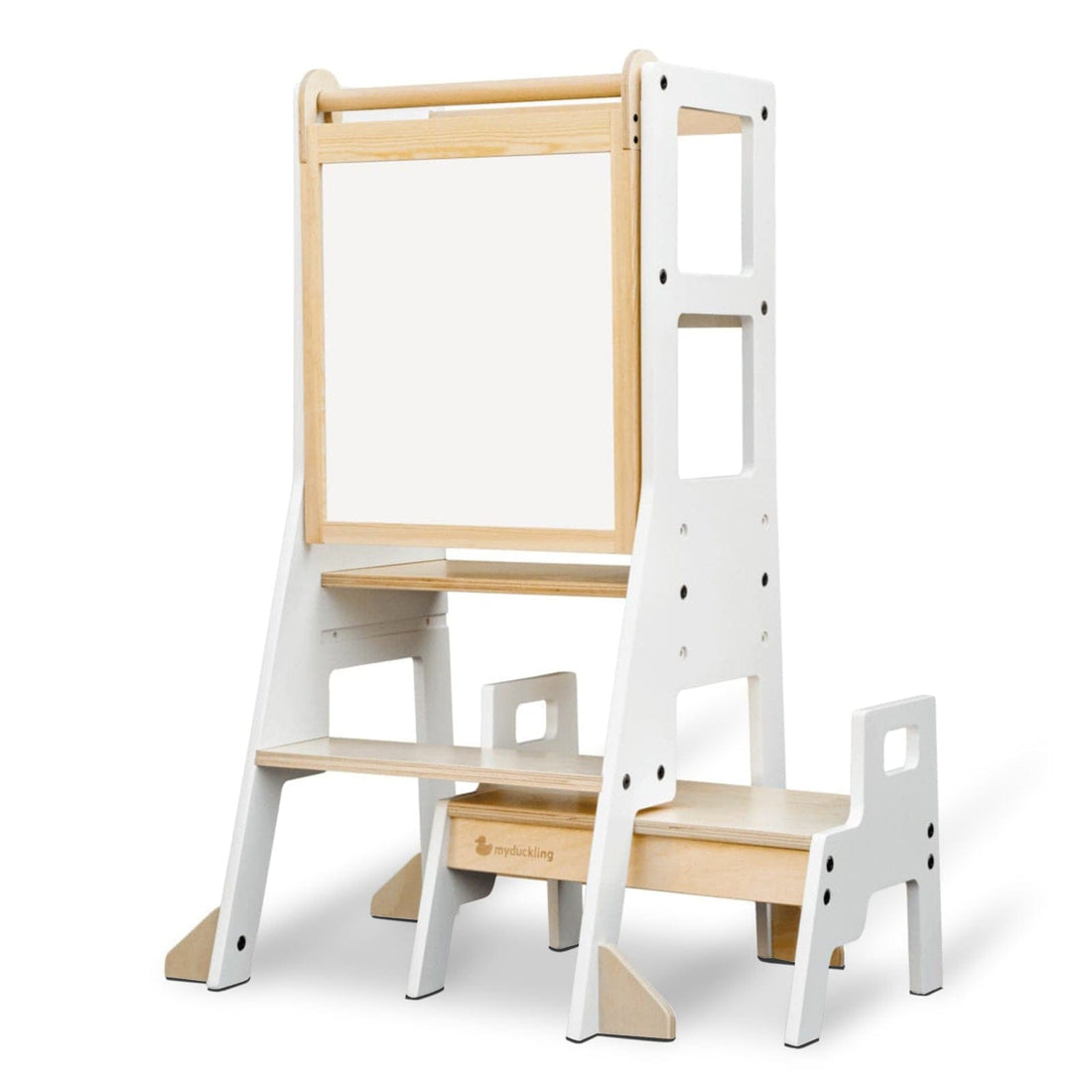My Duckling Adjustable Learning Tower with Stool – White + Natural (Mid August Pre-Order)