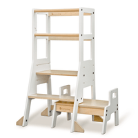 My Duckling Adjustable Learning Tower with Stool – White + Natural (Mid August Pre-Order)