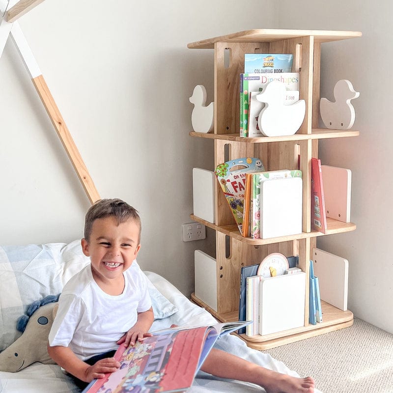 My Duckling Montessori Rotating Bookcase - Natural/White