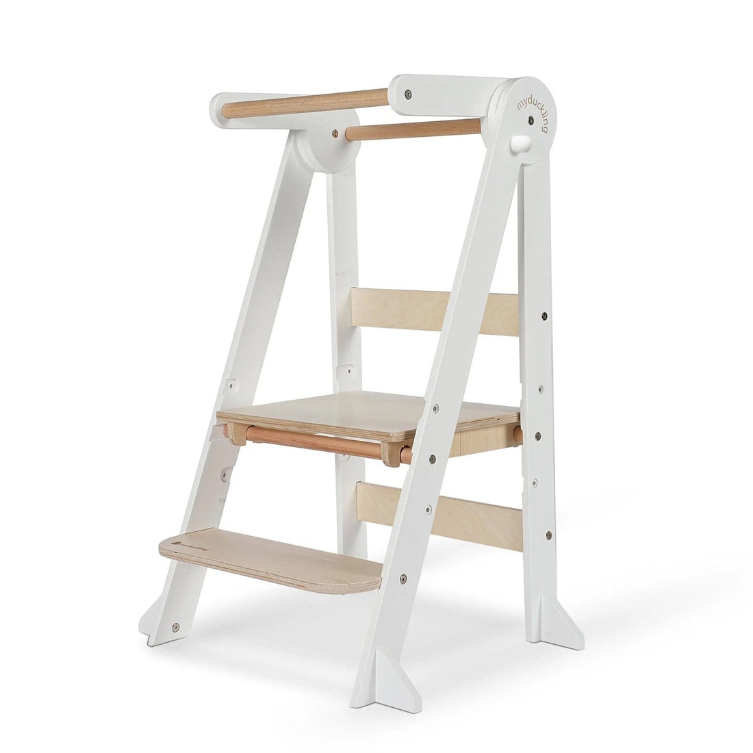 My Duckling Deluxe Folding Adjustable Learning Tower - White/Natural