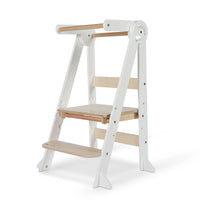 My Duckling Deluxe Folding Adjustable Learning Tower - White/Natural