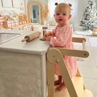 My Duckling Deluxe Folding Adjustable Learning Tower - Natural (Mid August Pre-Order)