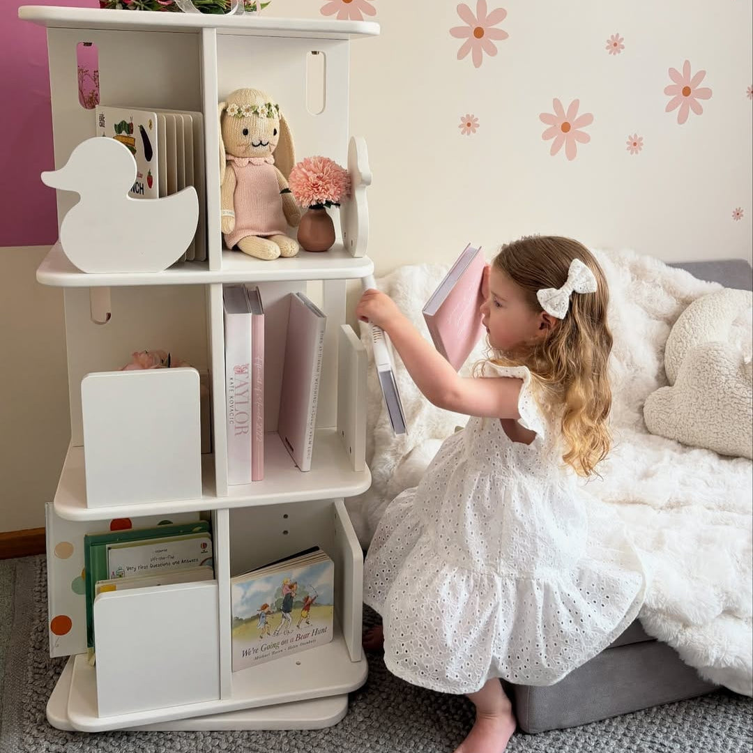 My Duckling Montessori Rotating Bookcase - White
