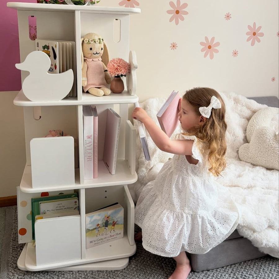 My Duckling Montessori Rotating Bookcase - White