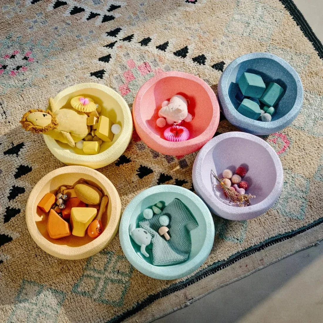 Grimm's x Stapelstein Set - Original Rainbow Complete Pastel Set of 8 + Grimm's Rolling Disc Set
