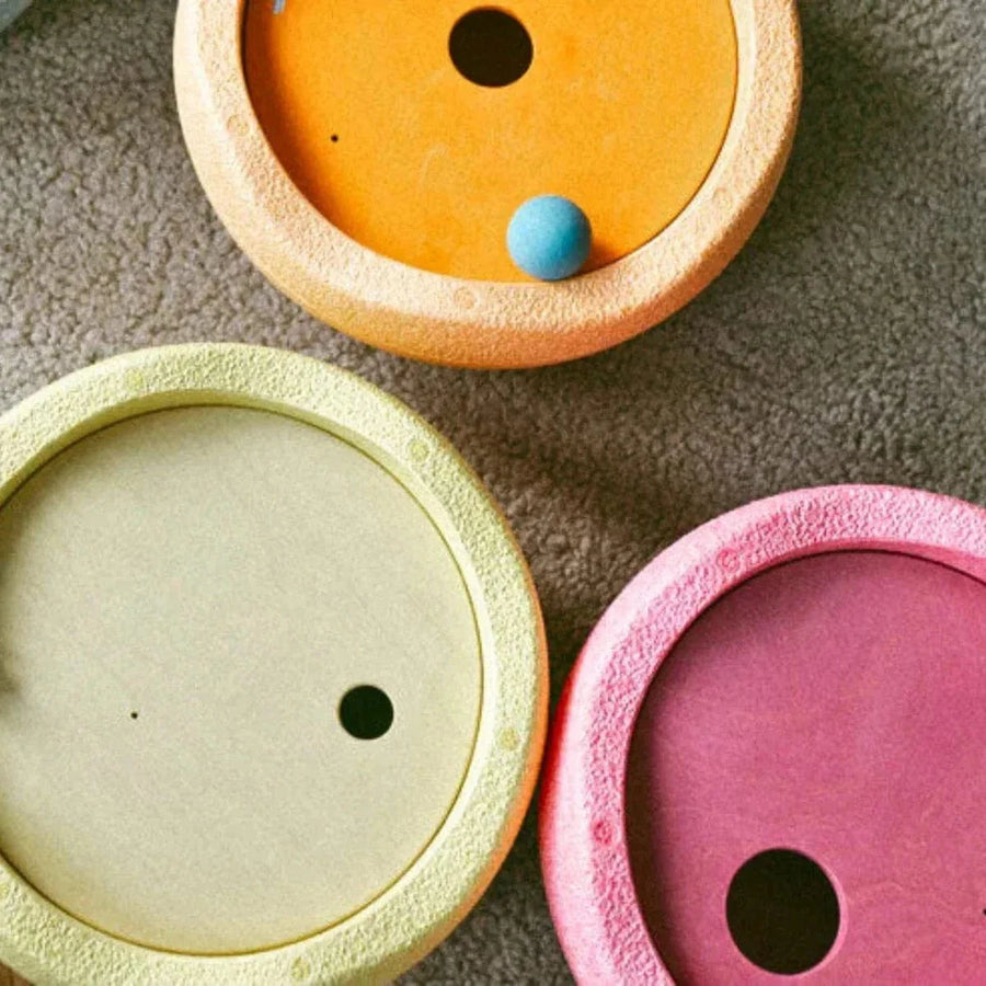 Grimm's x Stapelstein Set - Original Rainbow Complete Pastel Set of 8 + Grimm's Rolling Disc Set