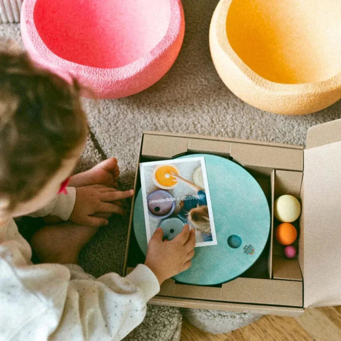 Grimm's x Stapelstein Set - Original Rainbow Complete Pastel Set of 8 + Grimm's Rolling Disc Set
