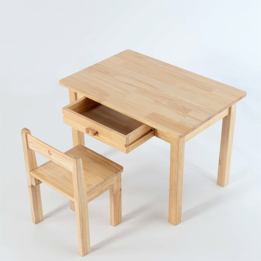 My Duckling Kids Study Table and Chair Set in Pinewood
