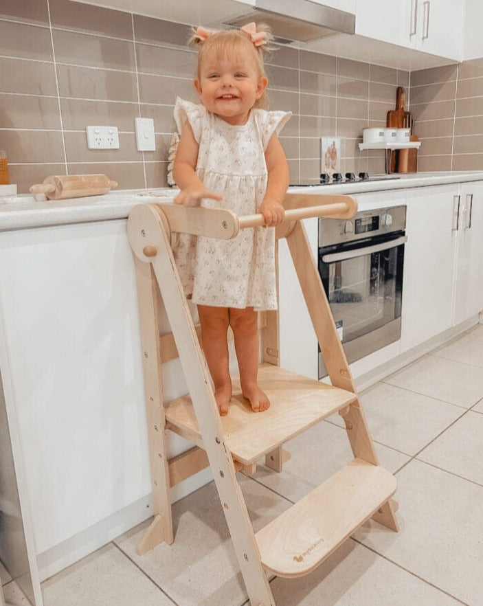 My Duckling Deluxe Folding Adjustable Learning Tower - Natural (Mid August Pre-Order)