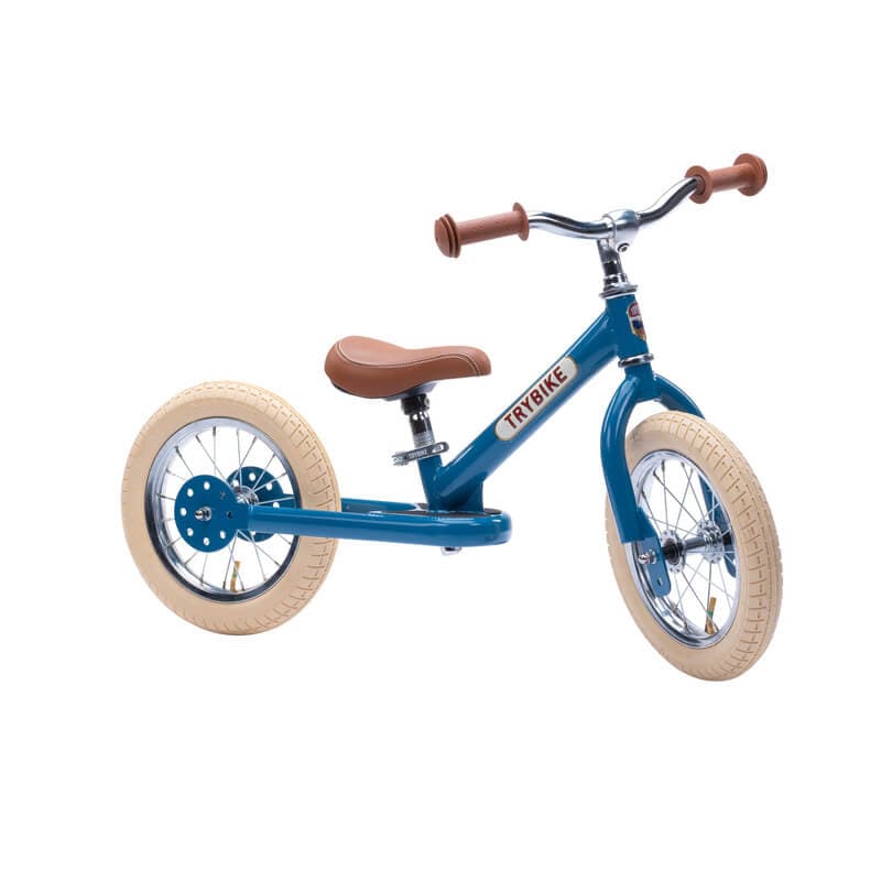 Trybike 2 in 1 Vintage Steel Balance Bike - Blue