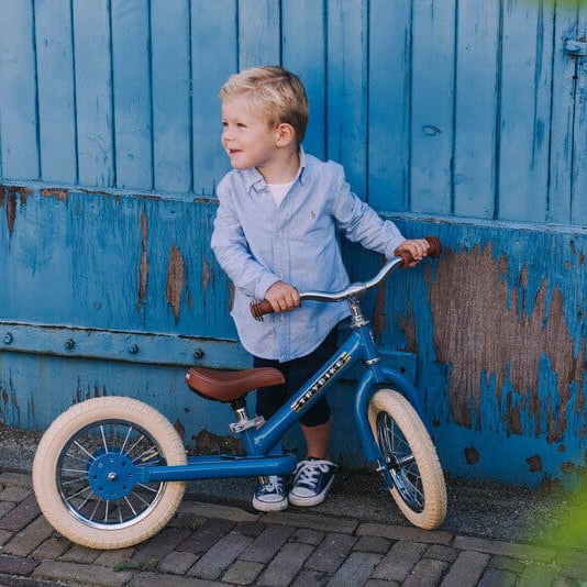Trybike 2 in 1 Vintage Steel Balance Bike - Blue