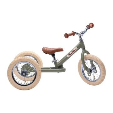 Trybike 2 in 1 Vintage Steel Balance Bike - Green