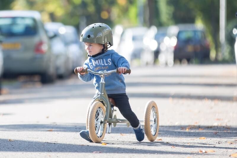 Trybike 2 in 1 Vintage Steel Balance Bike - Green