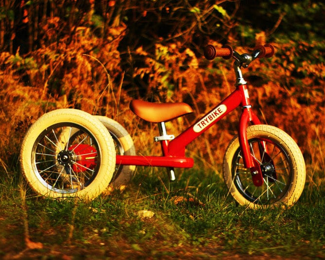 Trybike 2 in 1 Vintage Steel Balance Bike - Red