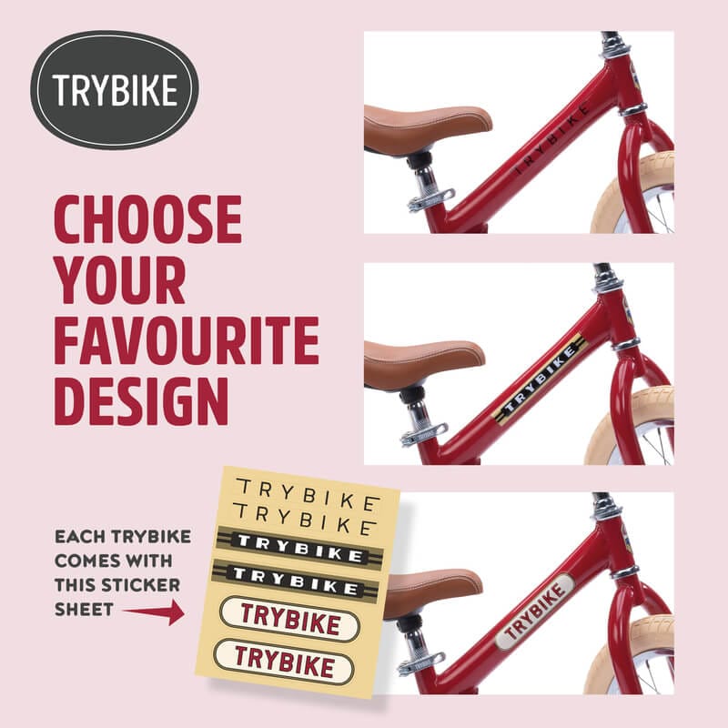 Trybike 2 in 1 Vintage Steel Balance Bike - Red