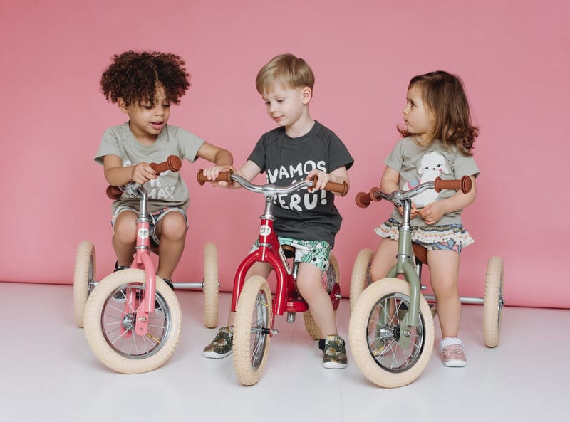 Trybike 2 in 1 Vintage Steel Balance Bike - Red